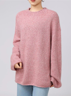 AMAS{阿玛家专柜}商场同款圆领长袖慵懒风毛针织衫秋冬女5399791