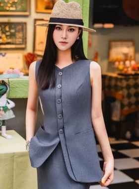 AMAS{专柜哥家}商场同款早秋轻职风百搭气质西装马甲外套140071