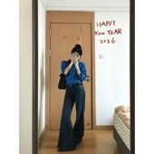 法式 休闲慵懒外套宽松上衣 克莱因蓝衬衫 气质高级感衬衫 女2026春装