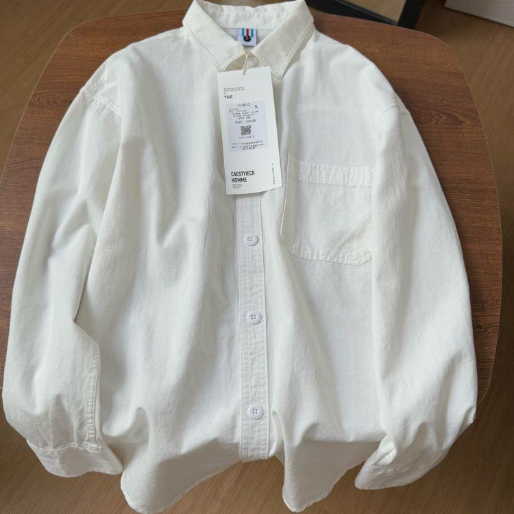 100%纯棉白色衬衫女叠穿内搭