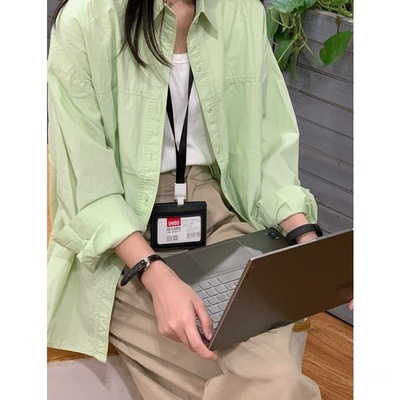 曼波风薄荷绿长袖衬衫设计感小众休闲衬衣薄外套2025春夏新款上衣