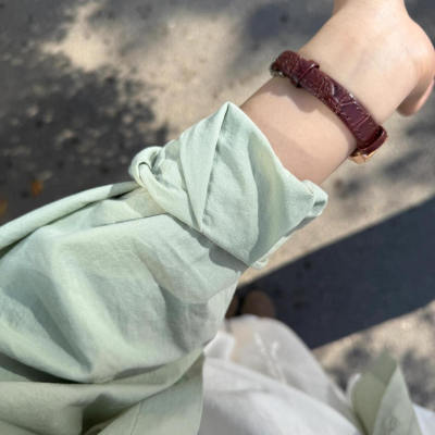 轻奢复古豆绿色纯棉衬衫女叠穿薄款遮肉显瘦长袖翻领衬衣防晒外穿