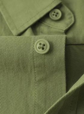 超好看绿色纯棉衬衫女春秋2025年新款高级感宽松上衣长袖衬衣外套