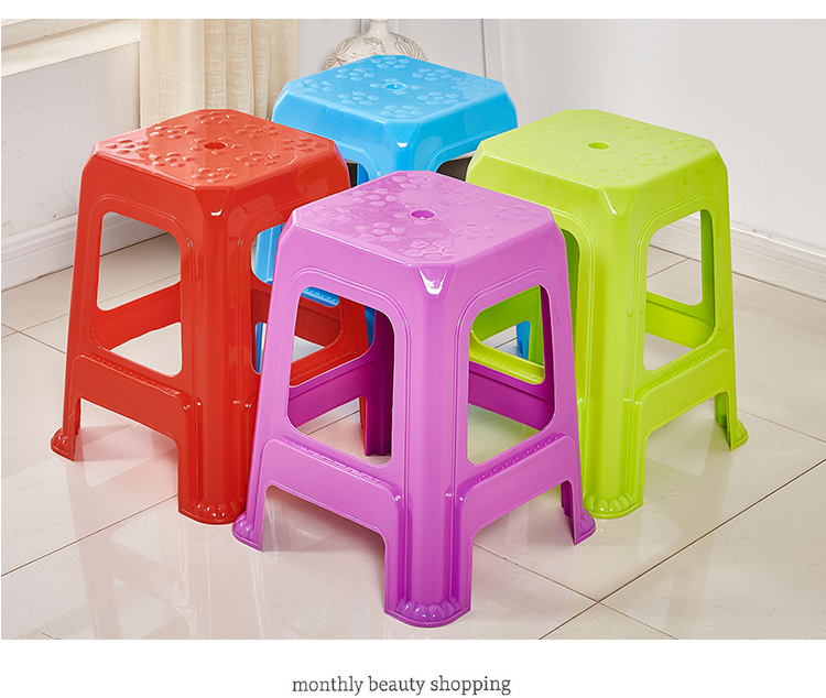 加厚成人家用塑料凳子简约高板凳塑胶凳客厅餐桌方椅子塑料胶登子