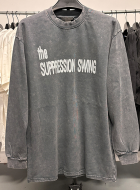 The Suppression Swing抑制环乐队硬核朋克PUNK长袖重磅宽松T恤酷