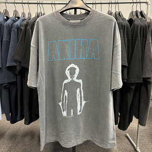 阿基拉AKIRA二次元热血番街头穿搭休闲T恤做旧酷飒风ins青年短袖