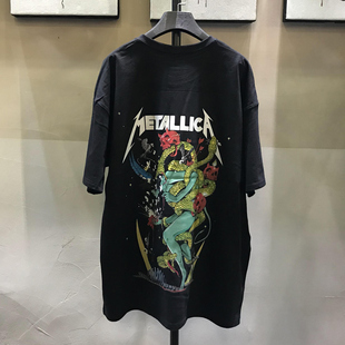 ins超火美国潮牌印花metallica乐队t恤复古街头海报摇滚半袖上衣