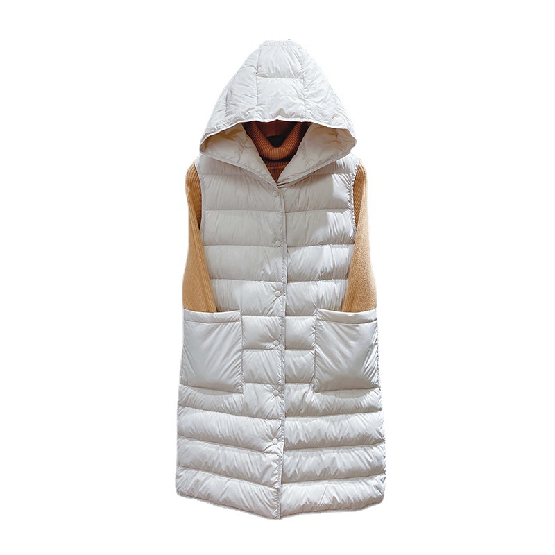 专柜正品无袖中长款羽绒服外套