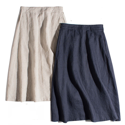 专柜正品100%全亚麻半裙夏季