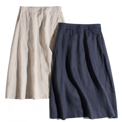 专柜正品100%全亚麻半裙夏季
