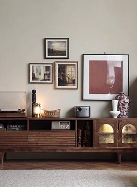 北美黑胡桃木电视柜全实木客厅小户型美式复古电视机柜子中古法式