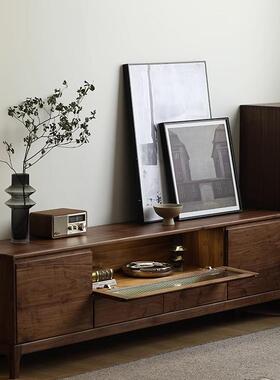 北美黑胡桃木电视柜厅柜北欧原木收纳储物柜现代简约客厅视听柜