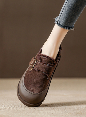 西班牙小众品牌ONGYSL厚底一脚蹬毛毛鞋女棉鞋女鞋真皮加绒勃肯鞋