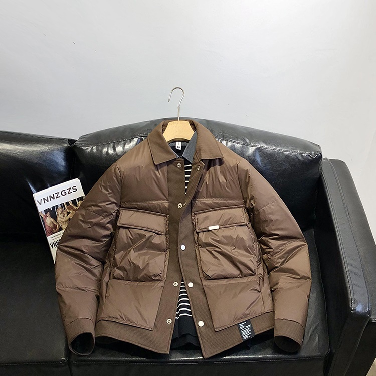 VIRRI CIAGA~新品冬季翻领羽绒服男外套90白鸭绒休闲夹克潮牌短款