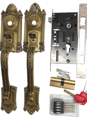 罗普斯金豪华大把手 替代 SY808锁 铝合金门双开门锁 古铜门锁