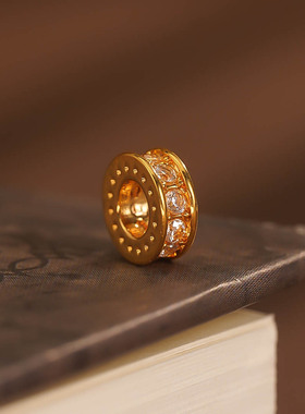 18k金满镶跑环（小提溜）时尚百搭项链吊坠（不含链）【QL06476】