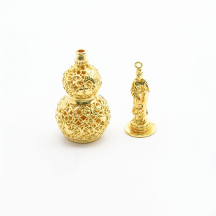 不脱模 WT0350 2026新款 18k金观音掐丝葫芦吊坠轻奢项链DIY配件