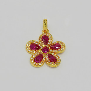 通体18k金满镶五花吊坠女款轻奢百搭DIY项链手链配件【QL07511】