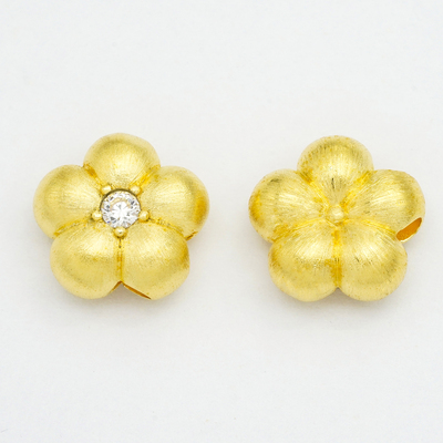 18k金拉丝大花路路通百搭DIY配件女不脱模【WT0235】