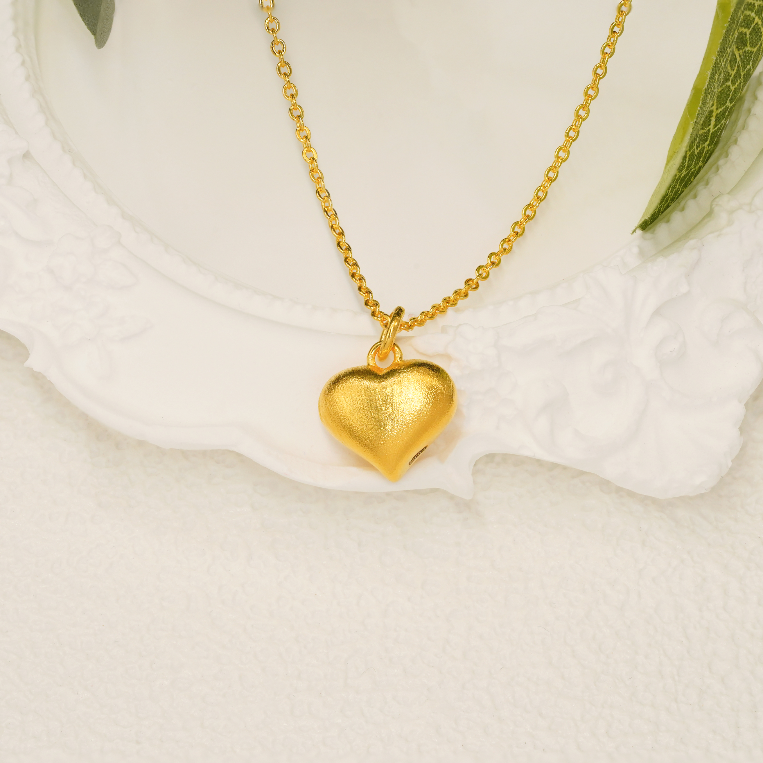 18k金拉丝爱心吊坠DIY项链配件