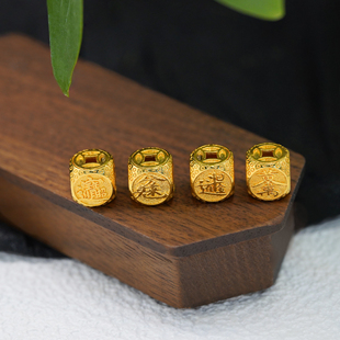 美菲品牌18k金日进斗金钱币方形隔珠时尚 百搭DIY配件不脱模WT0575