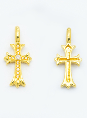 正品通体18k金十字架项链吊坠DIY配件挂坠百搭（9mm）【QL07232】