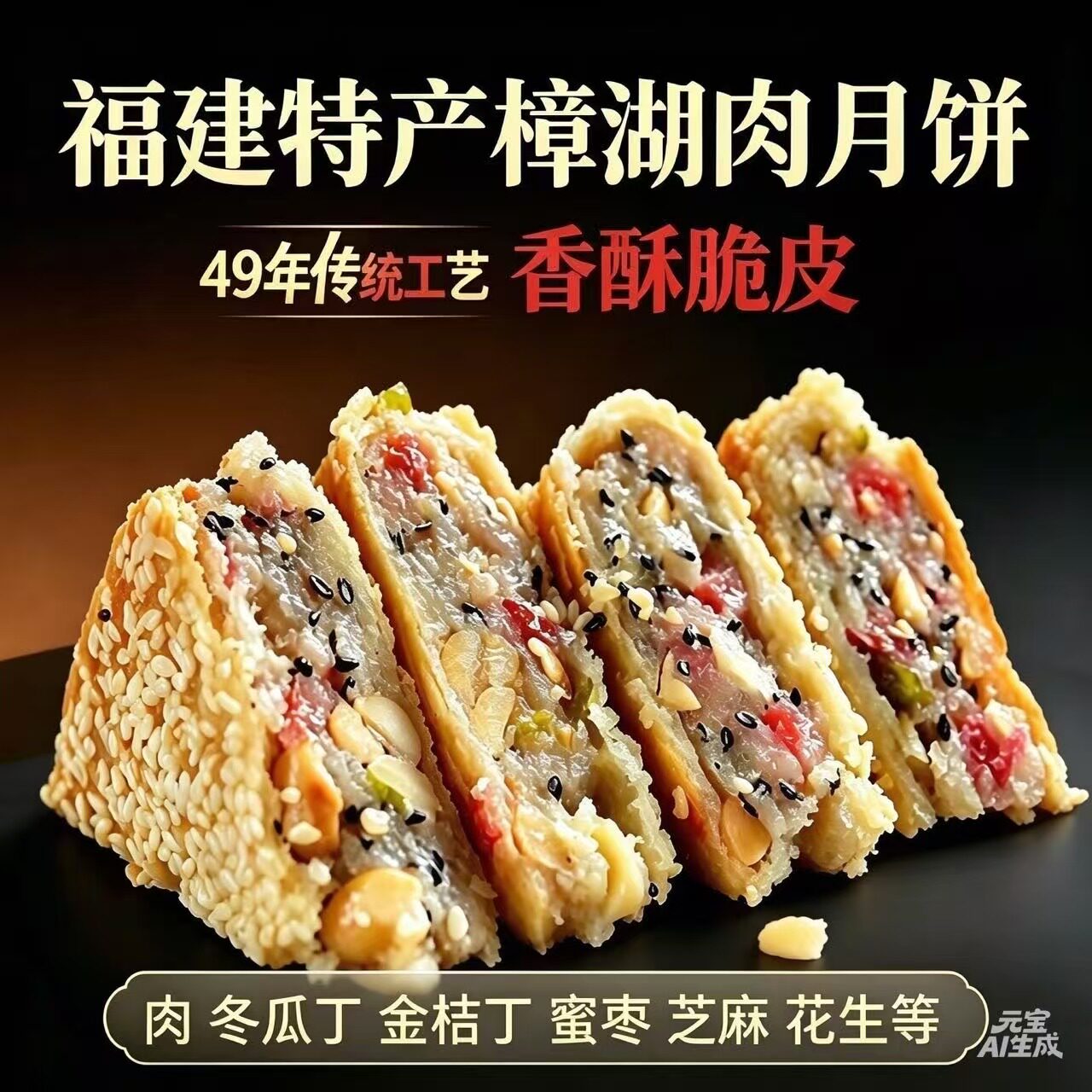 福建特产南平樟湖大月饼传统工艺香酥脆皮多层馅料鲜肉手工礼盒装
