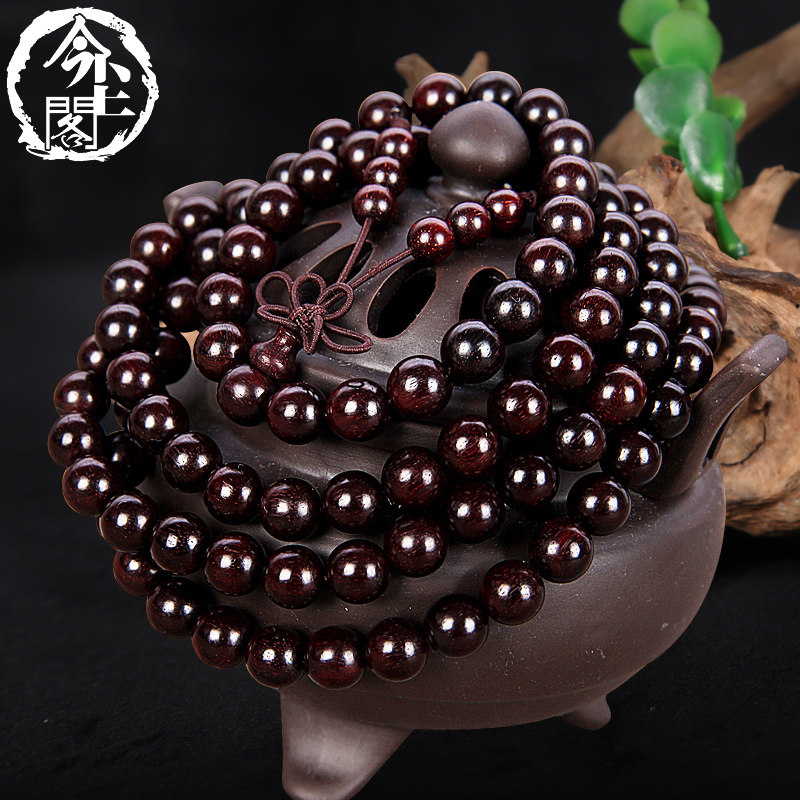 今尘阁小叶紫檀108颗佛珠老料手链檀香红木男女念珠情侣项链木珠