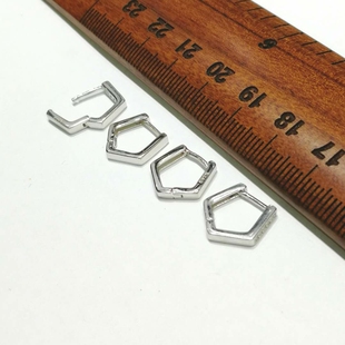 雅庄 925纯银耳饰精工五边形耳扣 耳环 带钻 时尚气质简约百搭1对