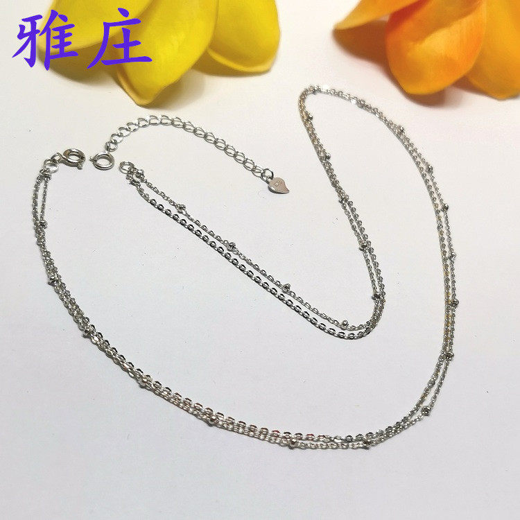 雅庄银项链女小众设计感925纯银多层双层裸链配链十字链银链子