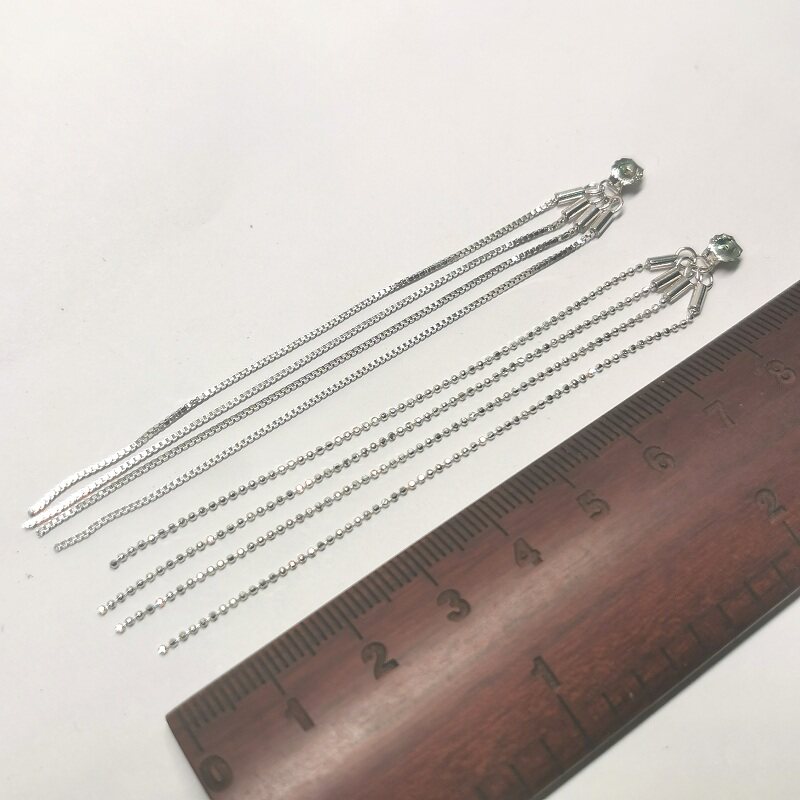 雅庄S925纯银耳堵耳迫耳钉防掉耳塞个性耳饰配件4缕流苏耳线耳环