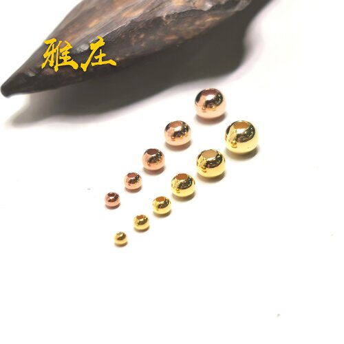 925纯银玫瑰金黄金光珠散珠隔珠