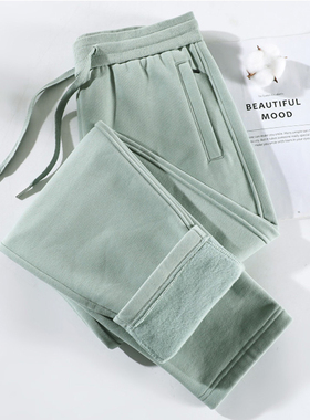 直筒裤女秋冬运动裤加绒加厚宽松长裤2025新款卫裤休闲外穿女长裤