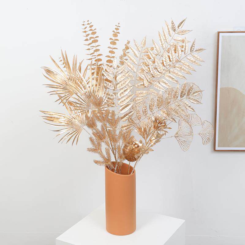 北欧仿真金色尤加利叶 假植物 家居客厅装饰 摆放花艺 落地金钱叶