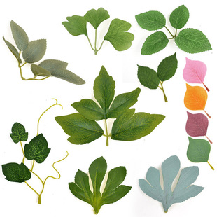 胸花草花配件花環(huán)裝 仿真花diy綠色植物銀杏葉 飾白霜草綠葉塑料花