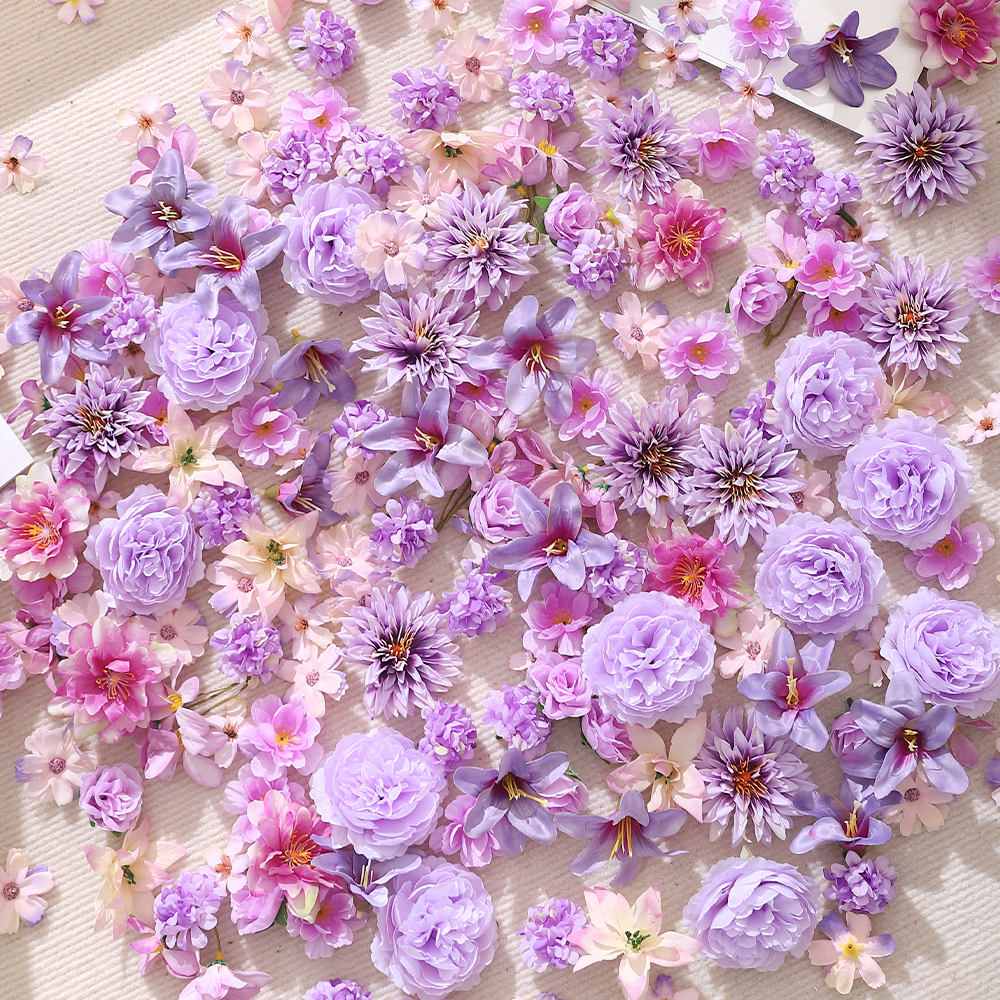 紫色系组合花朵diy材料包仿真花