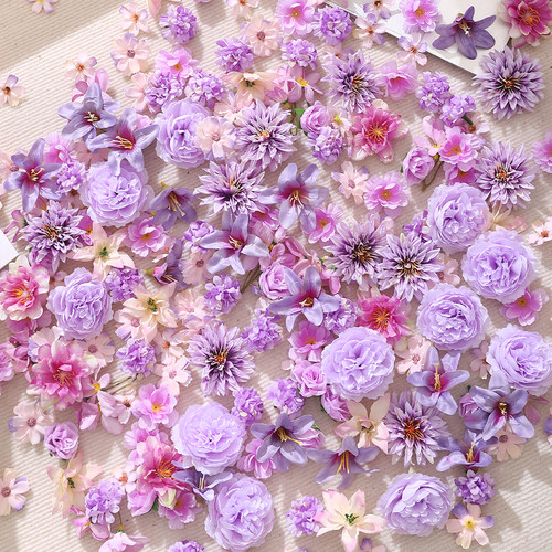 紫色系组合花朵diy材料包仿真花