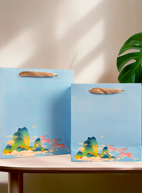 牛皮纸手提袋ins简约通用小清新简约红色茶叶礼品袋手提纸袋高档