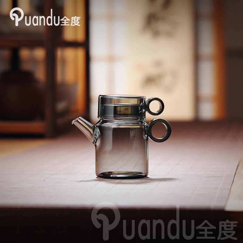 茶具一人饮玻璃指环壶多孔过滤泡茶壶高颜值男女一壶一杯功夫茶具