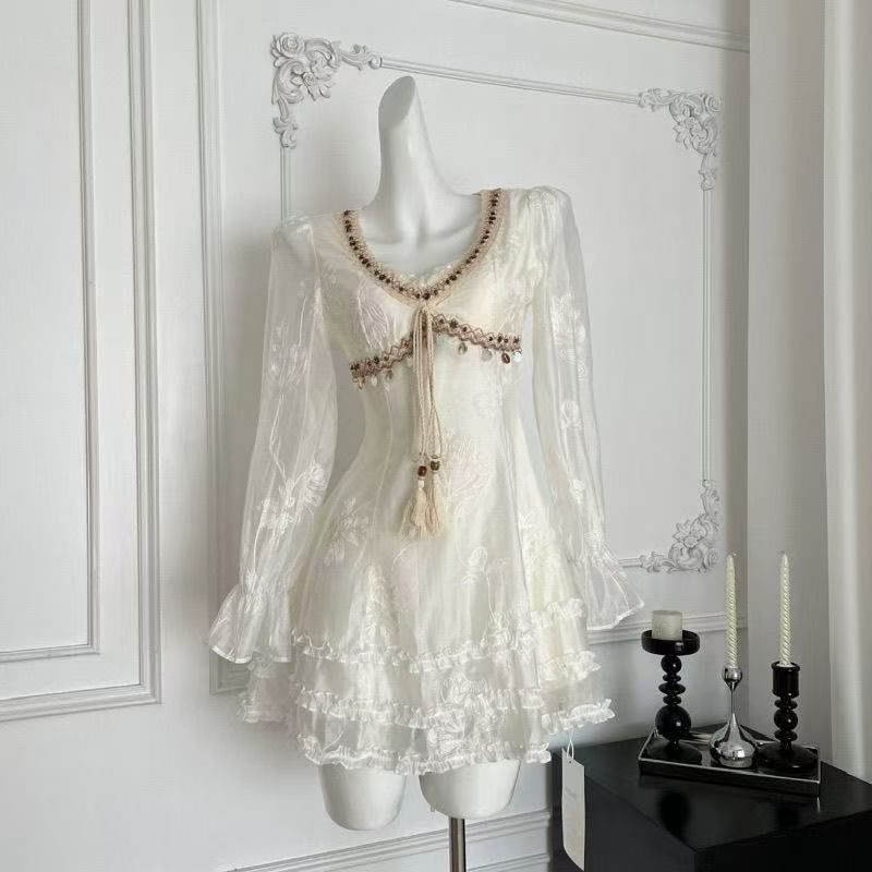 纯欲风A字裙拼接连衣裙短裙