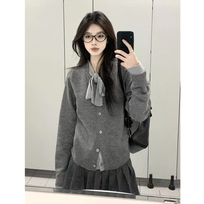 慵懒风2025蝴蝶结两件套裙装