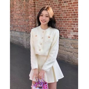 两件套女法式 秋冬富家千金气质名媛小个子上衣 小香风外套裙子套装