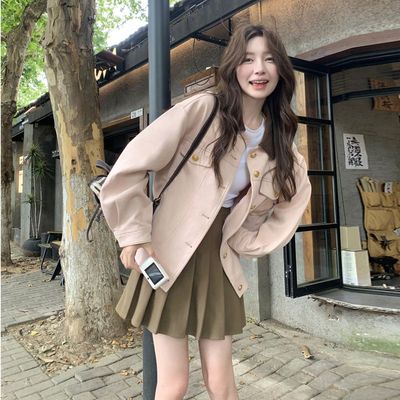 甜美风短外套工装炸街套装