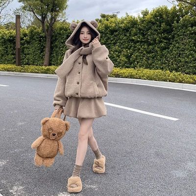 慵懒风2025毛绒绒两件套裙装