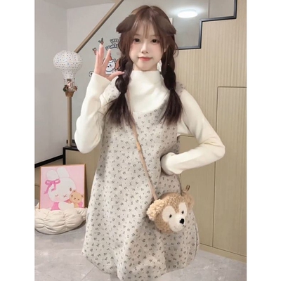 温柔风2026碎花背带裙两件套