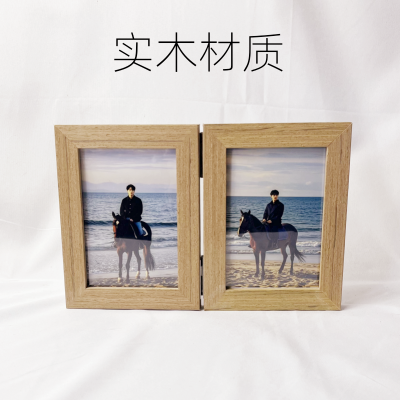 实木摆台写真照片相框拼图屏风简约折叠组合5寸7寸二三联汉服复古