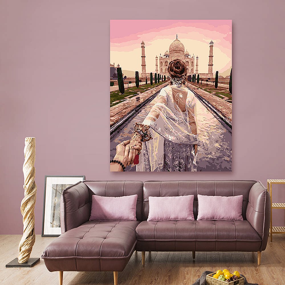 执子之手浪漫唯美背影杀摄影diy数字油画酒店餐厅家居客厅装饰画