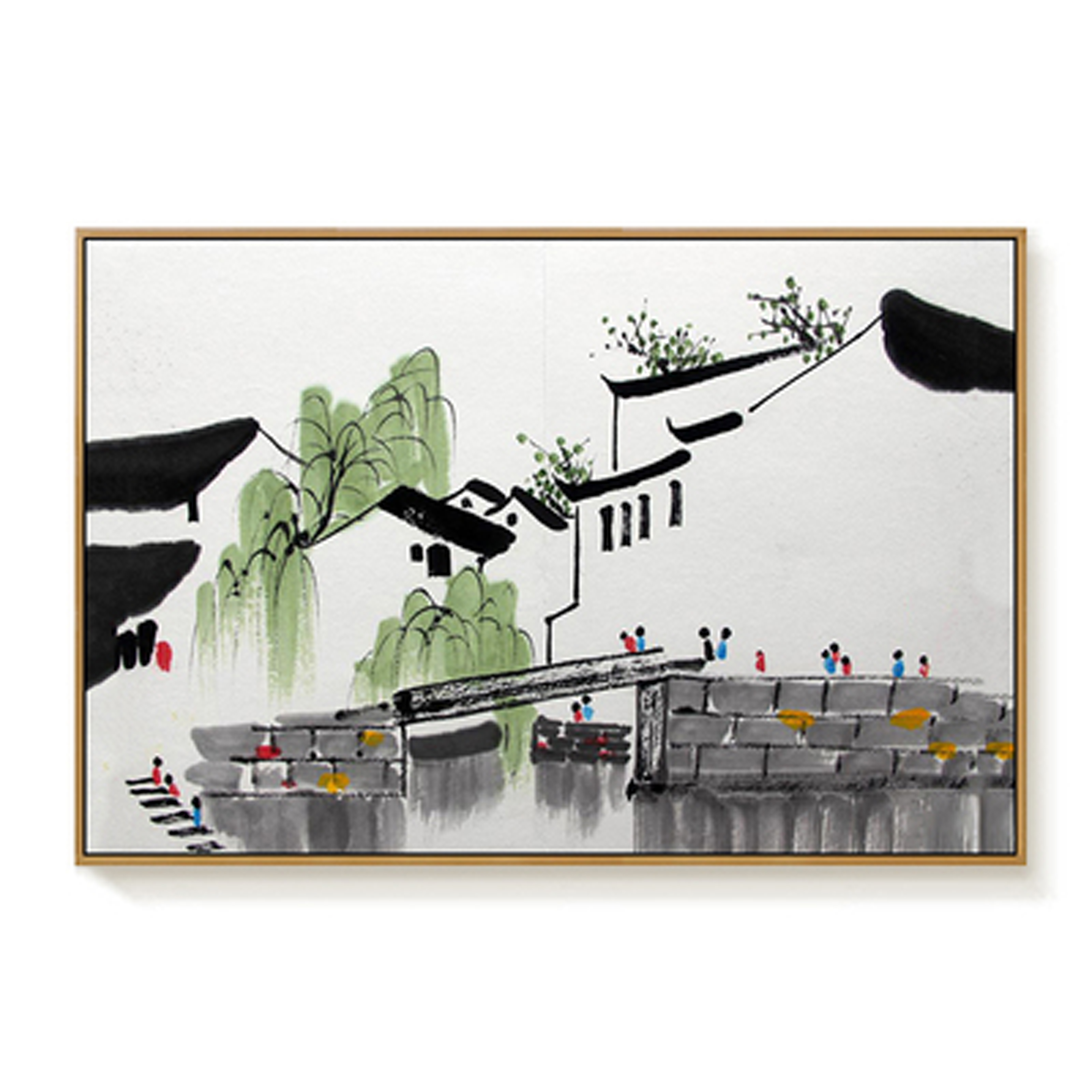 减压diy数字油画新中式建筑水墨乡村挂画国画客厅中国风自己画