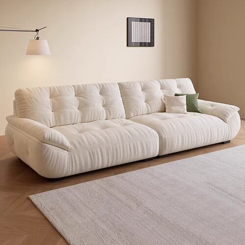 雪尼尔奶油风直排布艺沙发