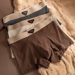 内裤 短裤 纯棉花纱男生中腰百搭简约四角平角时尚 衩2025新款 裤 男士